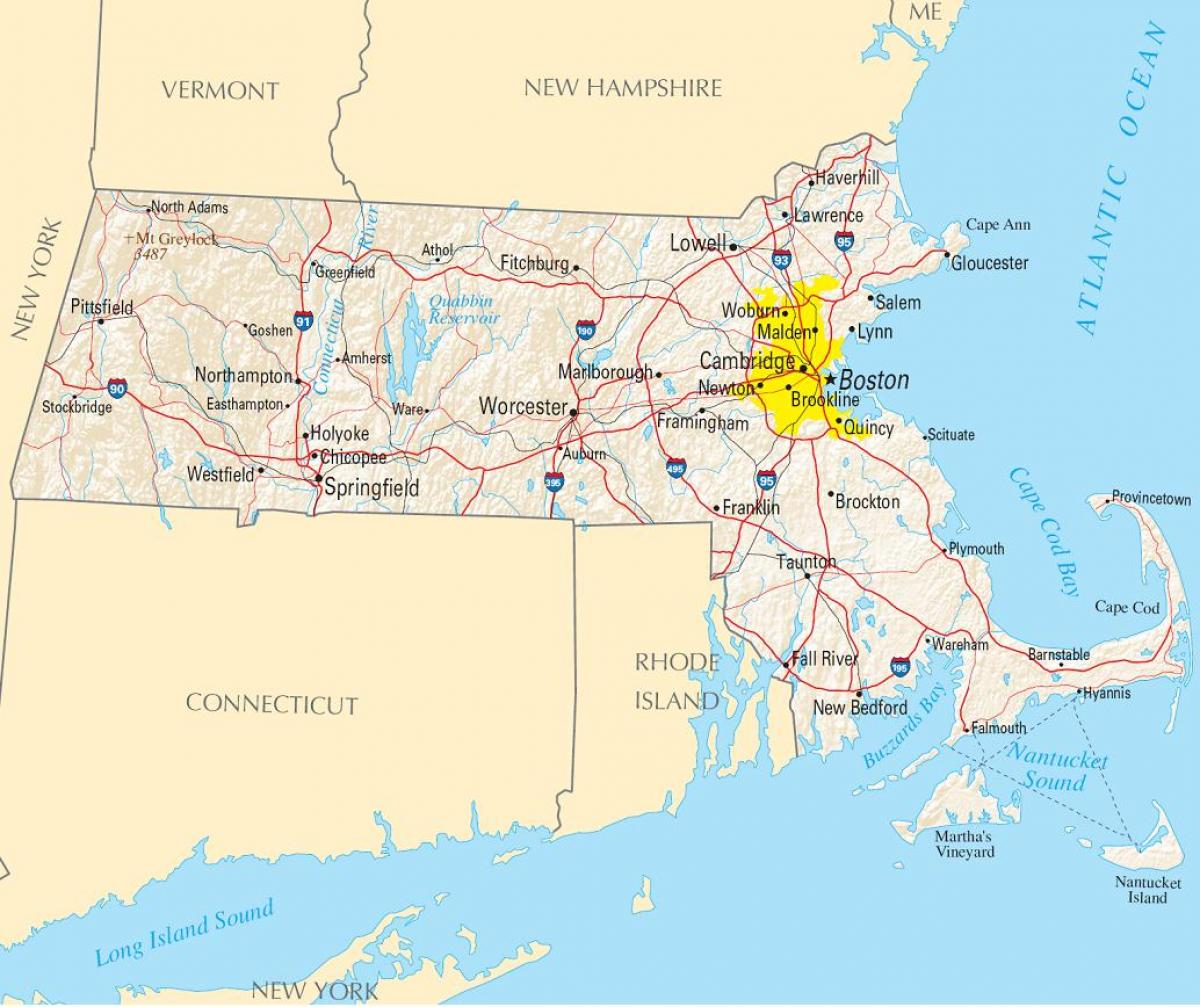 kort af Boston usa