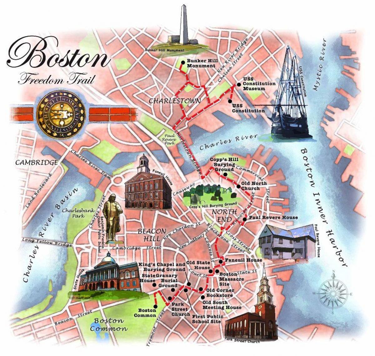 kort af Boston frelsi slóð