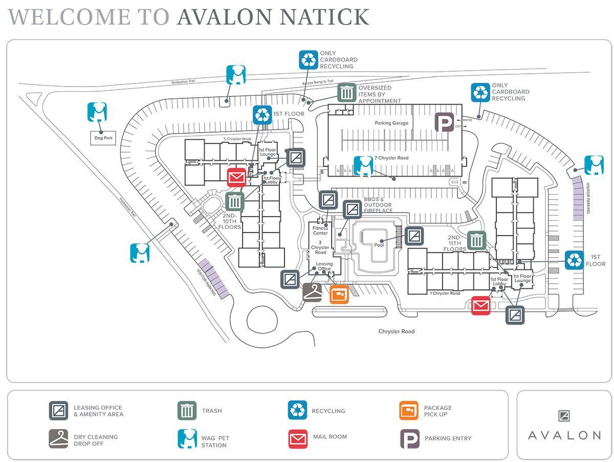 kort af Natick Mall