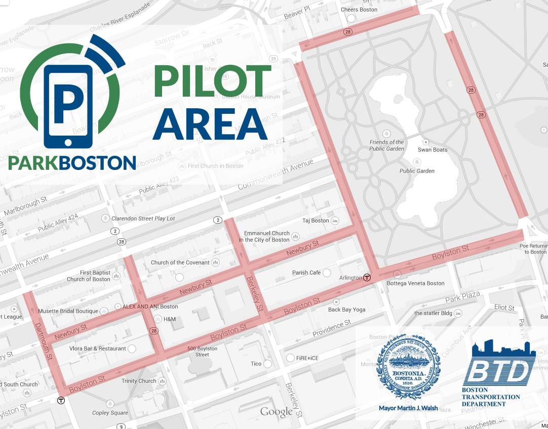 Boston bílastæði metra kort