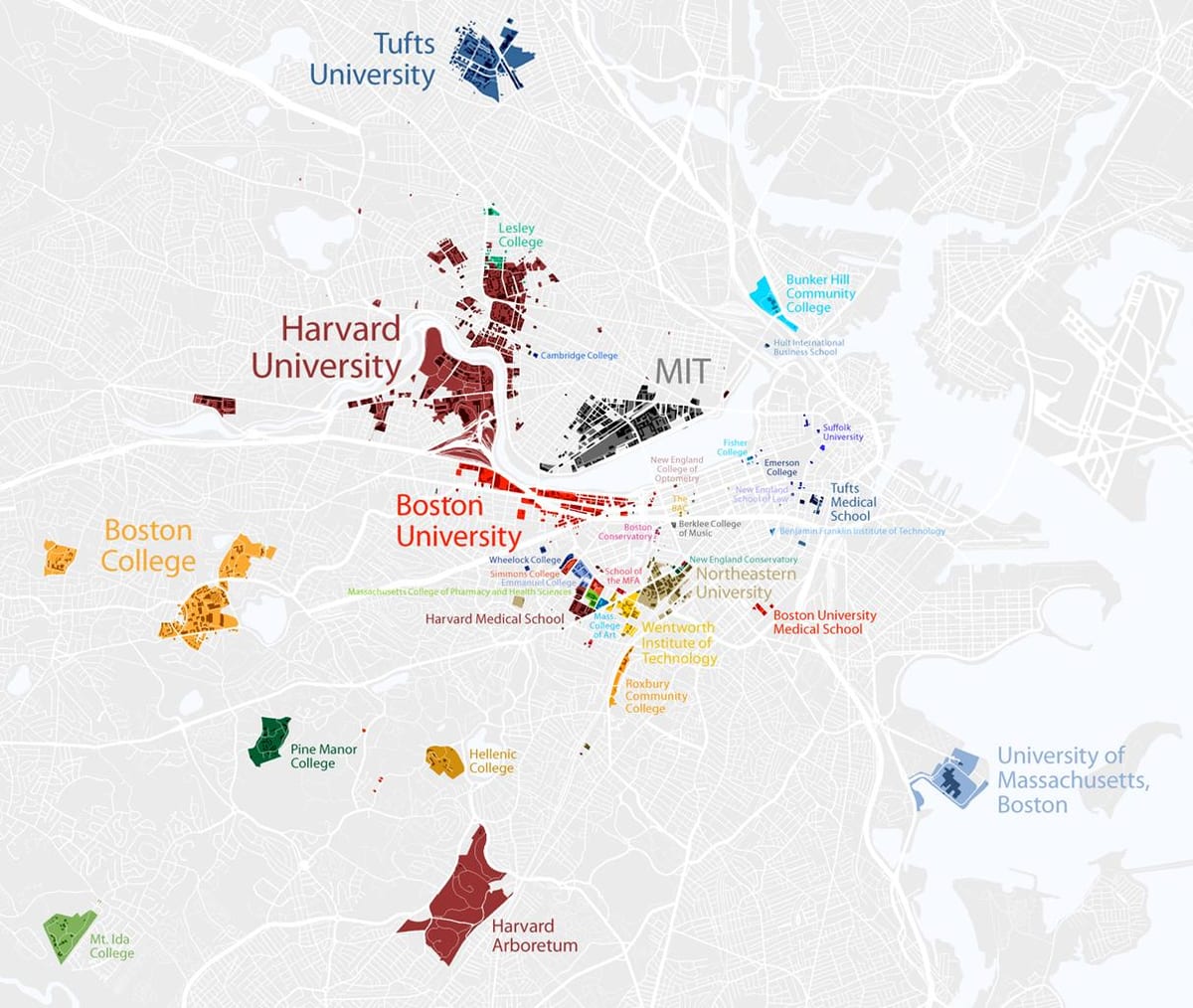 kort af Boston háskóla