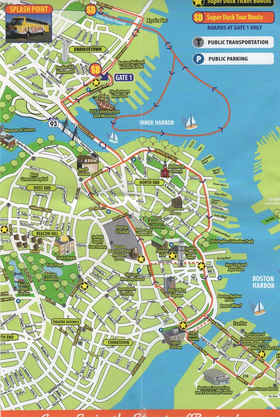 kort af Boston skoðunarferðir