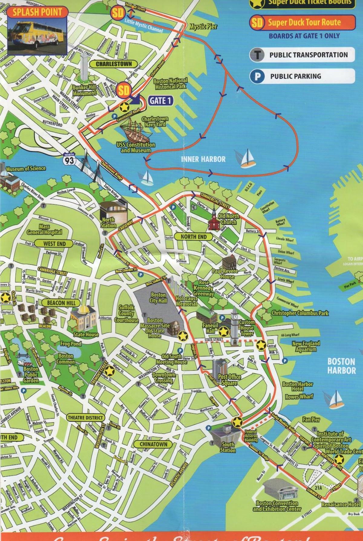 kort af Boston skoðunarferðir