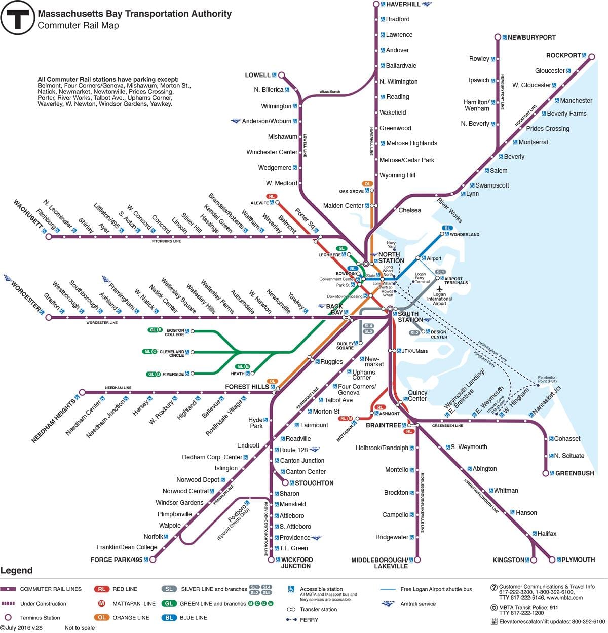 ferðalangur járnbrautum kort Boston