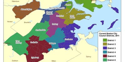 Kort af Boston úthverfi