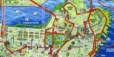 Ferðamaður kort af Boston