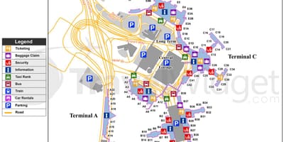 Kort af Boston flugvöllur