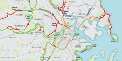 Kort af Boston hjólinu