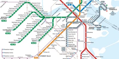 Kort af Boston neðanjarðarlestinni