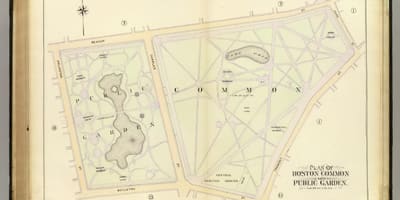Kort af Boston opinber garður