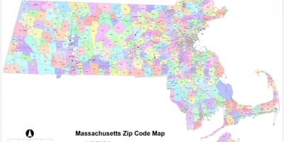 Póstnúmer kort af Boston