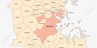 Kort af Boston