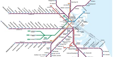 Ferðalangur járnbrautum kort Boston