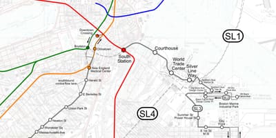Silfur línu kort Boston